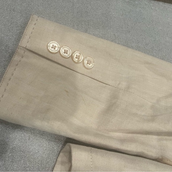 [40/US S/M]WMN Cream Linen Blend Summer/Spring Blazer Single Breast 2 Button - Picture 11 of 13